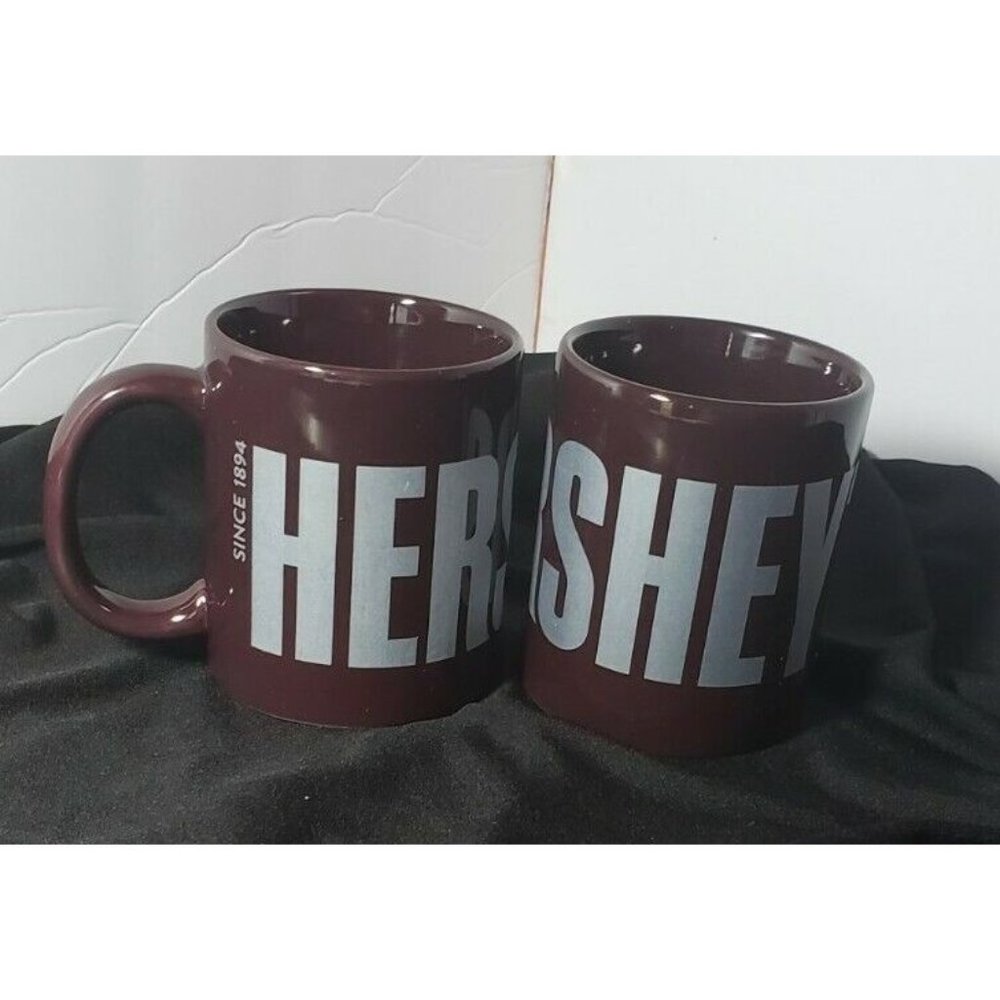 Hershey's Chocolate Coffee Mugs Ceramic Brown Cups 10 oz Since 1894 Set of 2